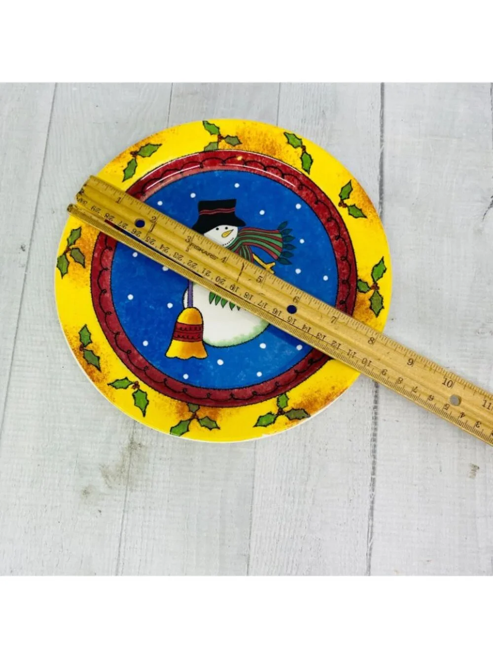 Sango Sue Zipkin SWEET SHOPPE CHRISTMAS Yellow Snowman Salad Lunch Plates Set 3